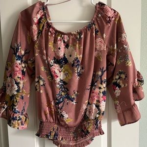 Blush pink floral blouse size medium
